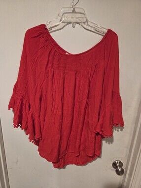 Cato Women’s Red Off-Shoulder Peasant Top Size 18/20W